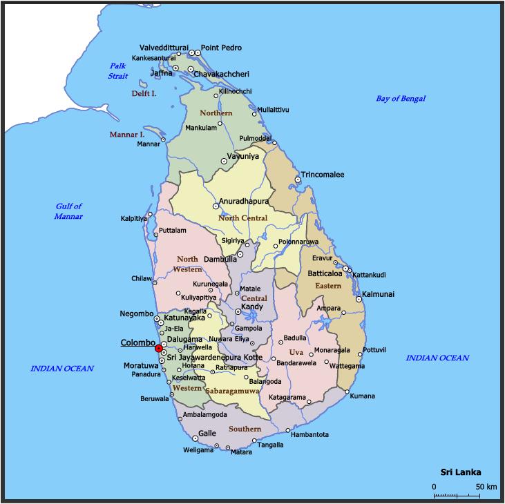 Mappa Sri Lanka Map