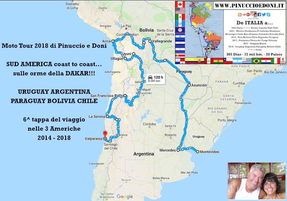 SUDAMERICAcoasttocoastsulleormedellaDAKARURUGUAYARGENTINAPARAGUAYBOLIVIACHILEMotoTour2018diPinuccioeDoniOK