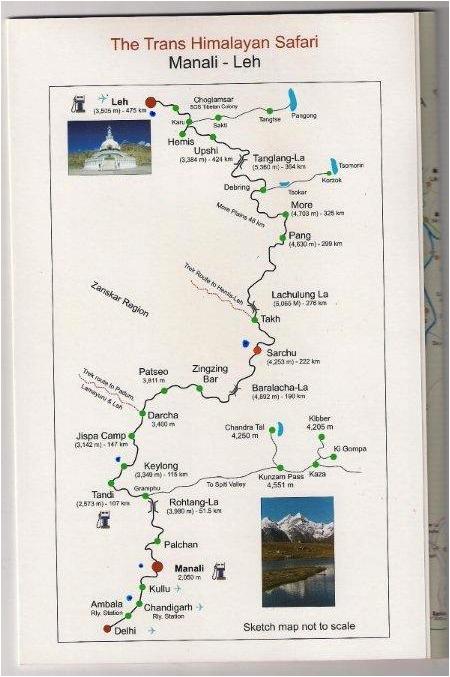The Trans Himalayan Safari Map India Ladakh New Delhi Leh tour moto